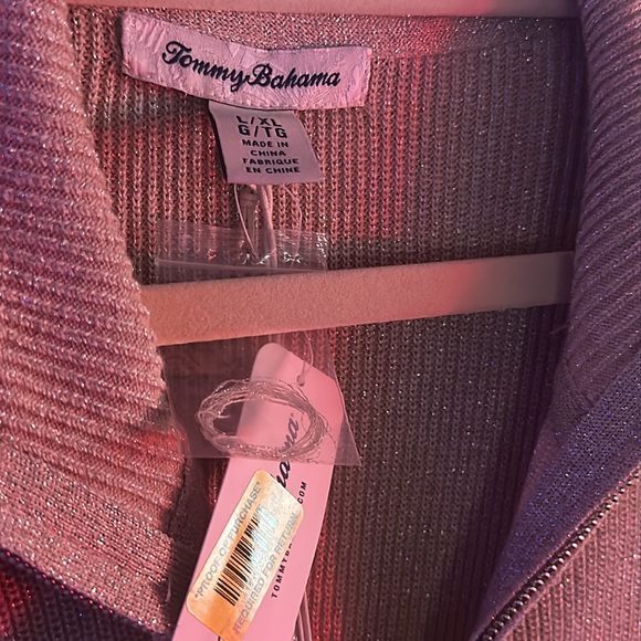 NWT. Woman’s Sparkling Tommy Bahama 1/4 zip sweater. In a cream color. Size XL. - Picture 5 of 7